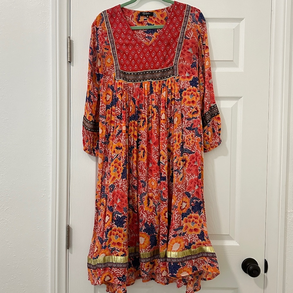 Anthropologie RD + Koko Floral Jacinto Peasant Dress SMALL